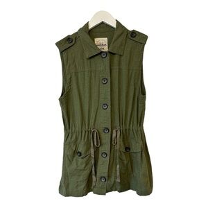 Anorak Linen Button Front Vest With Cargo Pockets - Size Small